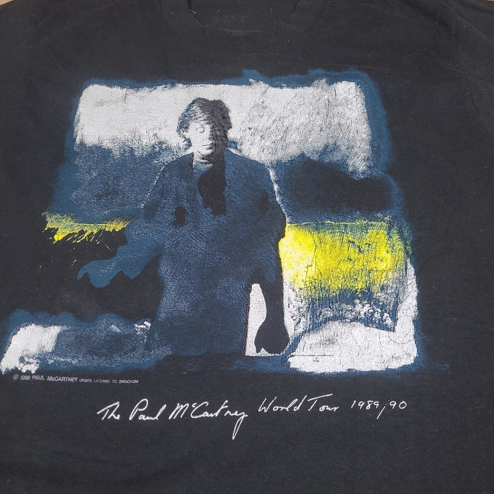 Vtg 80s Paul McCartney 1989‎ -90 World Tour T-Shirt Black Sz Xl Single Stitch - Picture 2 of 11